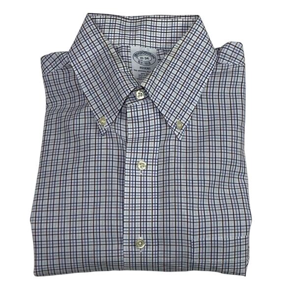 Brooks Brothers Dress Shirt Mens 15-34 Regent Non Iron Supima Grid Check *FLAWS - Picture 2 of 11